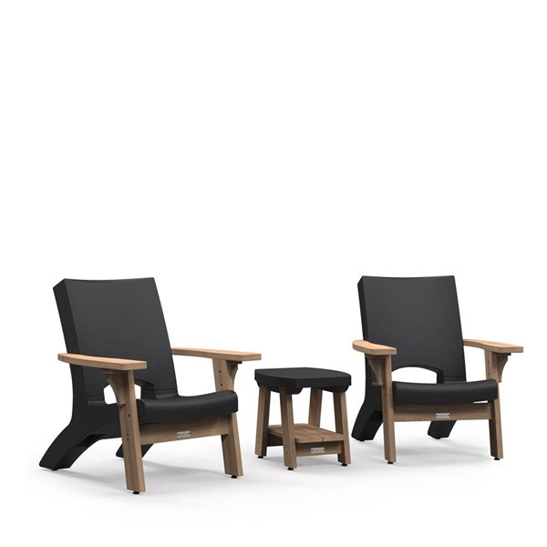 Ensemble de conversation extérieur 3 pièces Mesa de Mayne en polyéthylène noir et bois brun