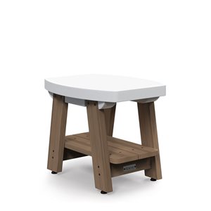 Table d'appoint moderne d'extérieur Mesa de Mayne en polyéthylène blanc et bois brun