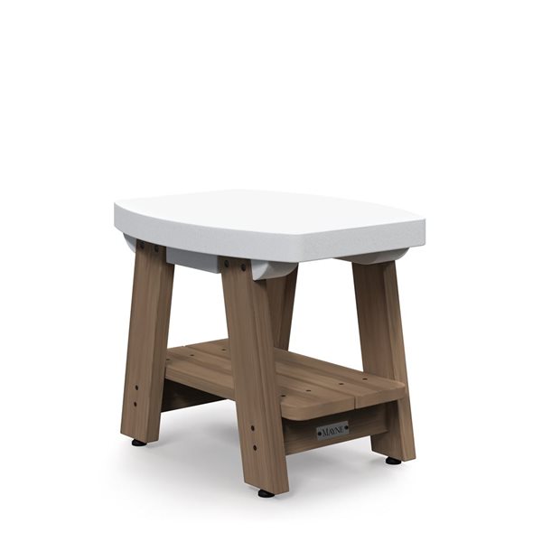 Mayne Mesa White Polyethylene/Brown Wood Outdoor Modern Side Table