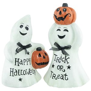 Northlight 7.75-in  "Happy Halloween" and "Trick or Treat" Ghost Decorations - 2/Pack