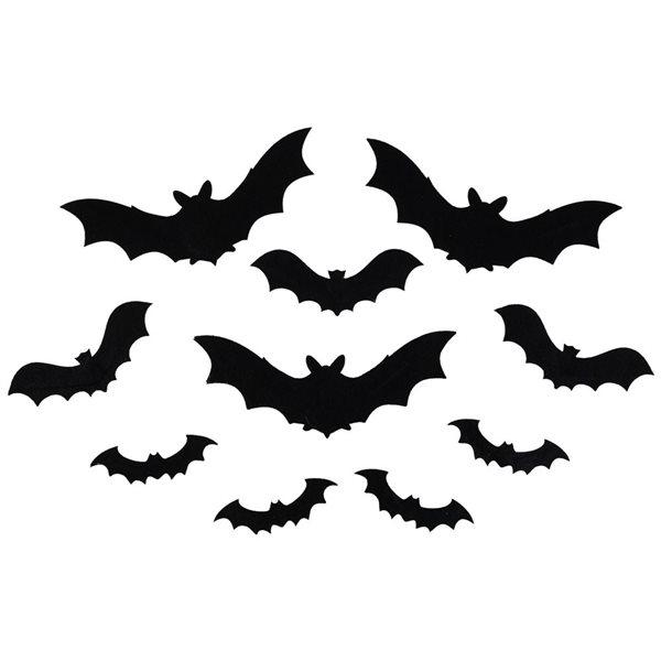 Northlight 12-in Black Halloween Posable Felt Bats - 10/Pack