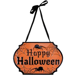 Northlight 10-in Orange and Black Cauldron Pot "Happy Halloween" Metal Wall Sign