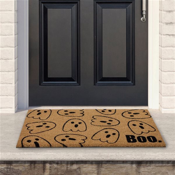 Northlight 18 x 30-in Natural Coir Boo with Ghosts Halloween Doormat