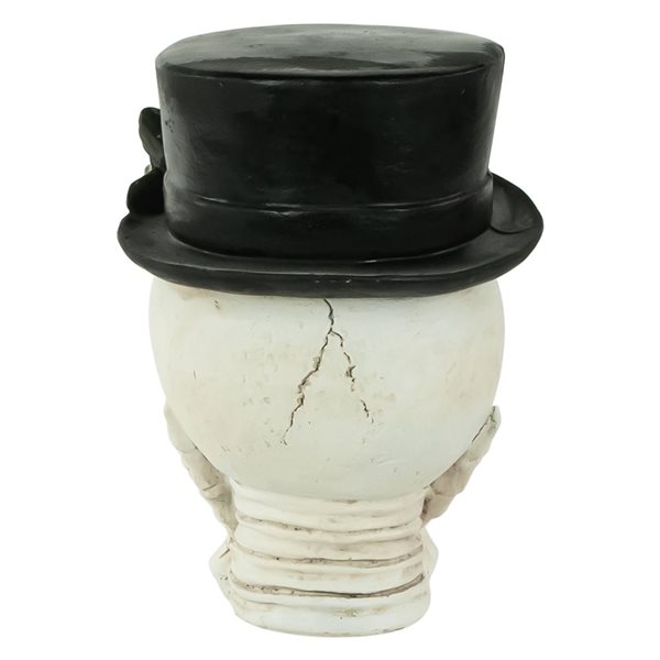 Northlight 9-in Skull with Top Hat and Roses Halloween Decoration