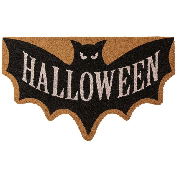 Northlight 18 x 30-in Natural Coir "Halloween" Bat Shaped Doormat