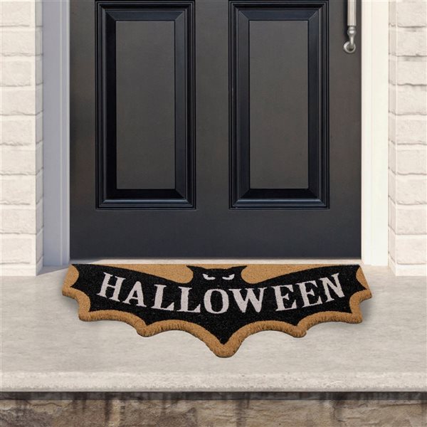 Northlight 18 x 30-in Natural Coir "Halloween" Bat Shaped Doormat