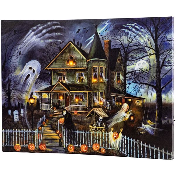 Northlight 12 x 15.75-in LED Lighted Creepy Haunted House Halloween Canvas