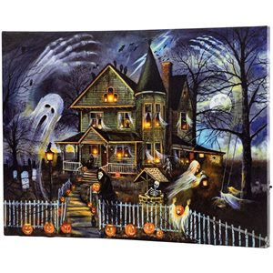 Northlight 12 x 15.75-in LED Lighted Creepy Haunted House Halloween Canvas