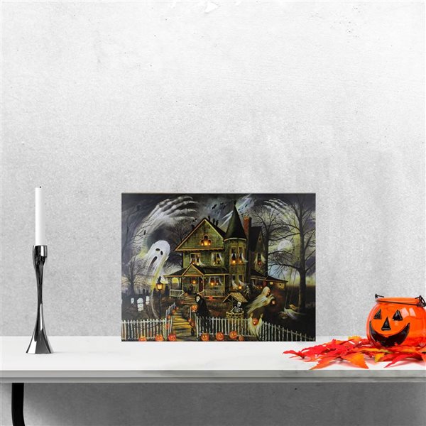 Northlight 12 x 15.75-in LED Lighted Creepy Haunted House Halloween Canvas