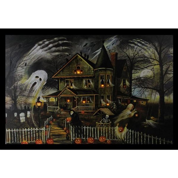 Northlight 12 x 15.75-in LED Lighted Creepy Haunted House Halloween Canvas