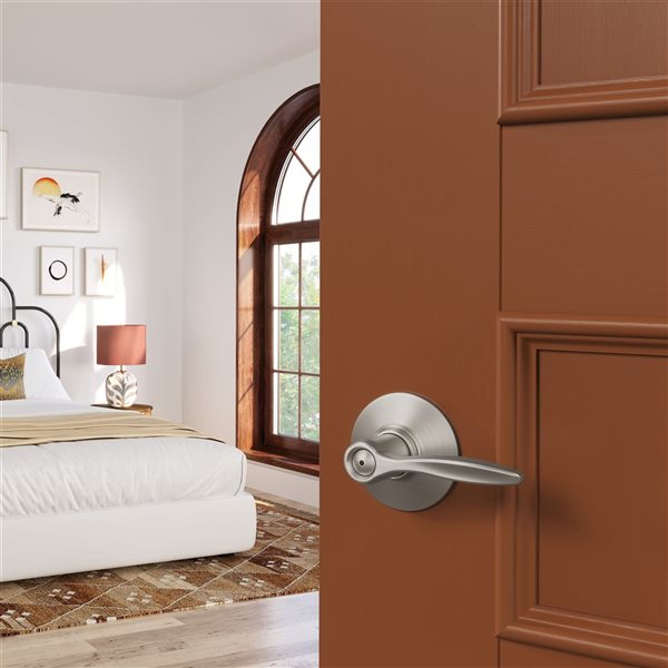 Schlage Delfayo Bed/Bath Privacy Door Lock Handle Lever Rated AAA - Satin Nickel