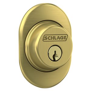 Schlage Remsen Trim Single Cylinder Exterior Door Deadbolt Rated AAA - Satin Brass