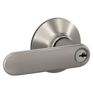 Poignée de porte extérieure bec-de-cane Davlin de Schlage à clé classée AAA, satin nickel