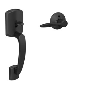 Schlage Greenwich Front Entry Exterior Door Handleset and Delfayo Lever Right Handed Rated AAA - Matte Black