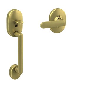 Schlage Remsen Front Entry Exterior Door Handleset and Davlin Lever with Remsen Trim Rated AAA - Satin Brass