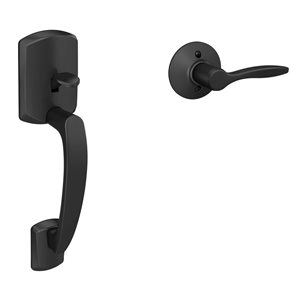 Schlage Greenwich Front Entry Exterior Door Handleset and Delfayo Lever Left Handed Rated AAA - Matte Black