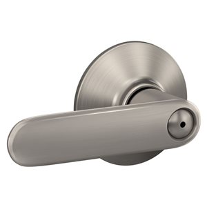 Poignée de porte bec-de-cane Davlin de Schlage à loquet pour chambre/salle de bain classée AAA, nickel satiné