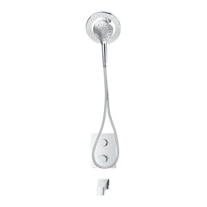 Robinet bain-douche thermostatique 3 voies carré chrome akuaplus(MD), douche à main aimantée/tête de douche rondes, bec