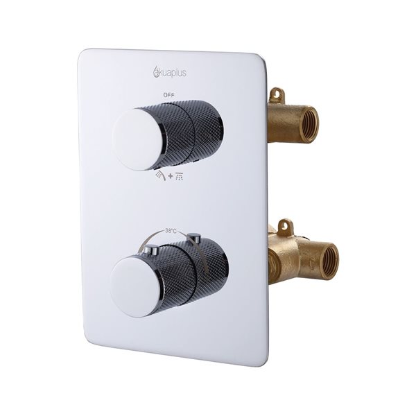 Robinet de douche thermostatique 3 fonctions chrome carré akuaplus(MD), tête montée au plafond et douche à main sur mât