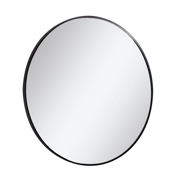 akuaplus® Round 35.5-in (90.17 cm) Aluminum Wall Mount Mirror - Matte Black Finish