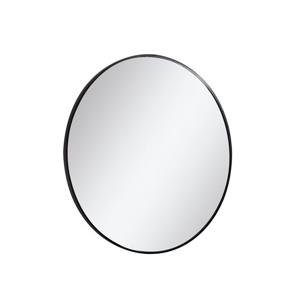 akuaplus® Round 31-in (78.74 cm) Aluminum Wall Mount Mirror - Matte Black Finish