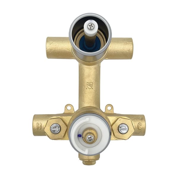 Robinet de bain-douche thermostatique à inverseur 4 voies chrome rond akuaplus(MD), pomme de douche/douche à main et bec