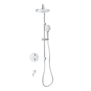 Robinet de bain-douche thermostatique à inverseur 4 voies chrome rond akuaplus(MD), pomme de douche/douche à main et bec