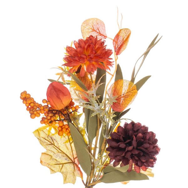 Vickerman 5-ft Orange and Burgundy Artificial Mixed Mum, Chinese Lantern, and Berry Garland