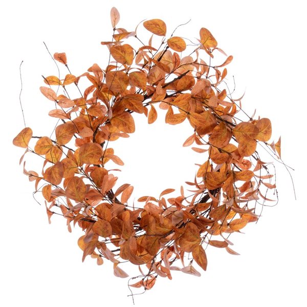 Vickerman 22-in Orange Artificial Leaf Wreath