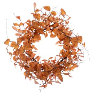 Vickerman 22-in Orange Artificial Leaf Wreath