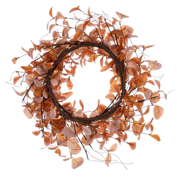 Vickerman 22-in Orange Artificial Leaf Wreath