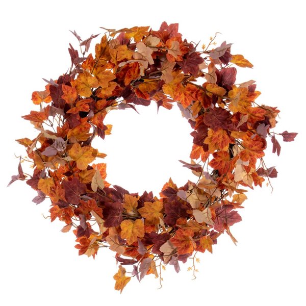 Vickerman 22-in Artificial Orange Fall Maple Leaf Wreath FQ220722 | RONA