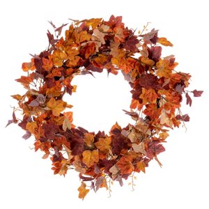 Vickerman 22-in Artificial Orange Fall Maple Leaf Wreath