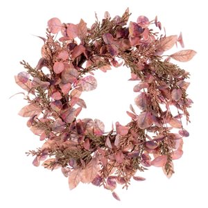 Vickerman 22-in Dusty Rose Artificial Fall Eucalyptus and Berry Wreath