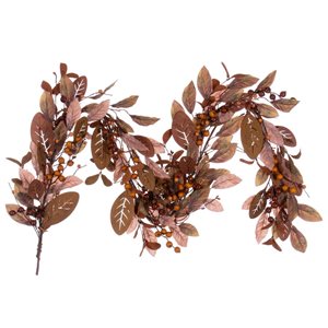 Vickerman 5-ft Artificial Light Brown Fall Berry and Wood Leaf Garland