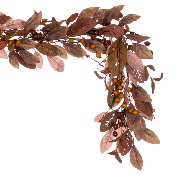 Vickerman 5-ft Artificial Light Brown Fall Berry and Wood Leaf Garland