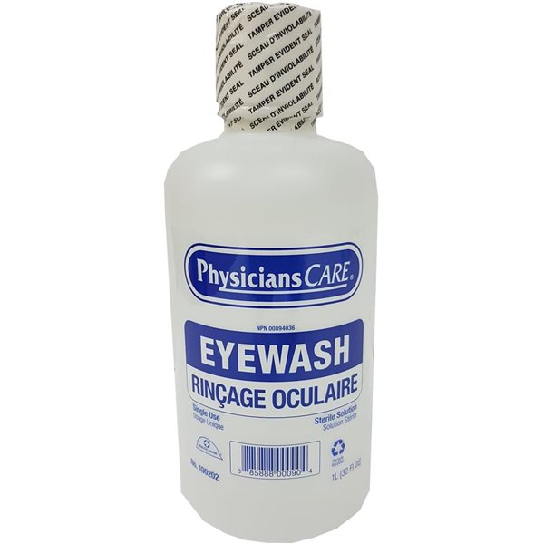 Solution de lavage oculaire 1 L (32 oz) Physicians Care