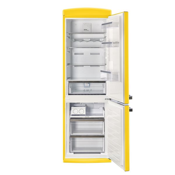 Réfrigérateur à congélateur encastré 24 po 12 pi³ jaune canari Unique Appliances classique rétro, ENERGY STAR(MD)