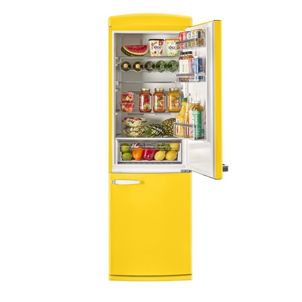 Réfrigérateur à congélateur encastré 24 po 12 pi³ jaune canari Unique Appliances classique rétro, ENERGY STAR(MD)