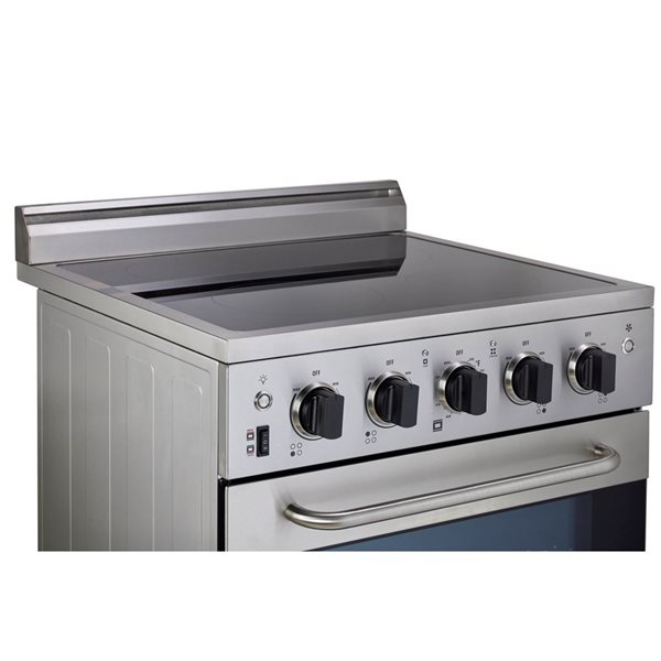 Cuisinière électrique Prestige Unique Appliances 24 po 2,3 pi³ four convection/témoin surface chaude, acier inoxydable