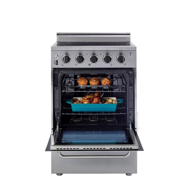 Cuisinière électrique Prestige Unique Appliances 24 po 2,3 pi³ four convection/témoin surface chaude, acier inoxydable