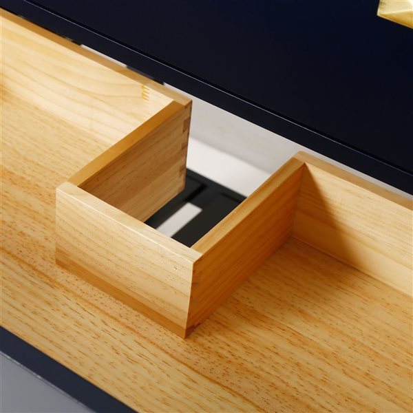 RAINLEX 30-in Navy Blue Freestanding Single Bathroom Vanity w/ Natural Marble Top