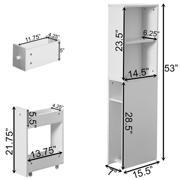 Basicwise Narrow and Slim Design Bathroom Storage Cabinet