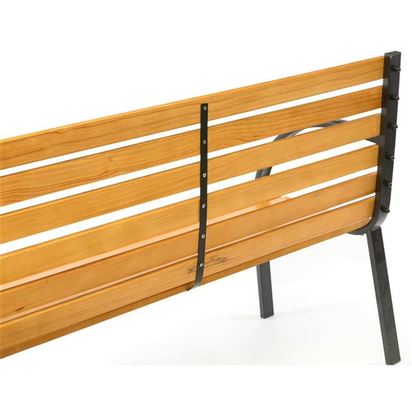 Gardenised Classical Wooden Slats Outdoor Park Bench with Steel Frame