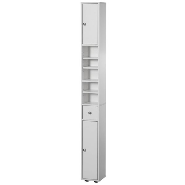 Basicwise 72-in Space Saving Multi-Purpose White Linen Tower Cabinet