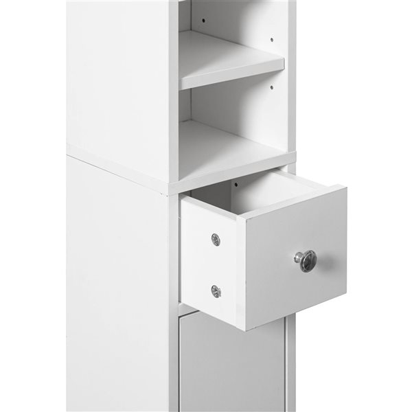 Basicwise 72-in Space Saving Multi-Purpose White Linen Tower Cabinet