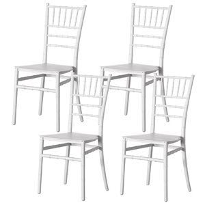 Fabulaxe Chiavari Modern White Stackable Dining and Party Chairs - Set of 4