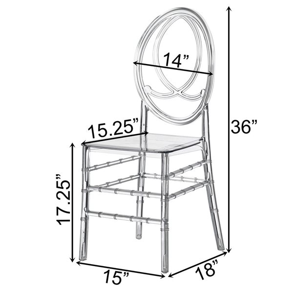 Fabulaxe Phoenix Modern Stackable Transparent Acrylic Party Dining Chair - Single