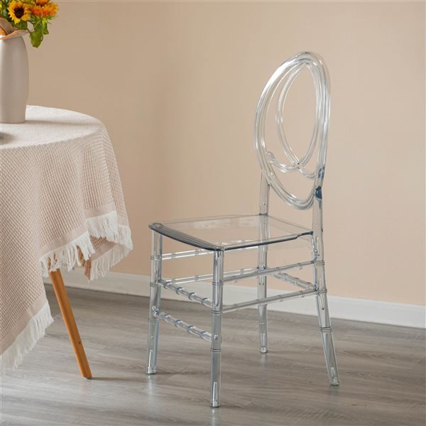 Fabulaxe Phoenix Modern Stackable Transparent Acrylic Party Dining Chair - Single