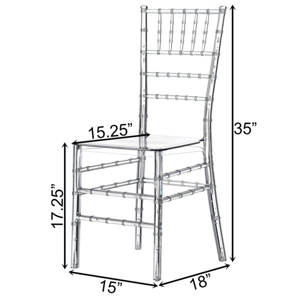 Fabulaxe Chiavari Modern Acrylic Stackable Dining Clear Party Chair - Single